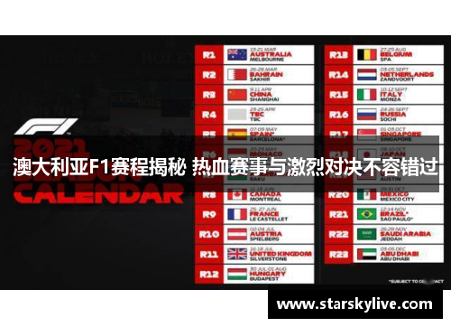 澳大利亚F1赛程揭秘 热血赛事与激烈对决不容错过